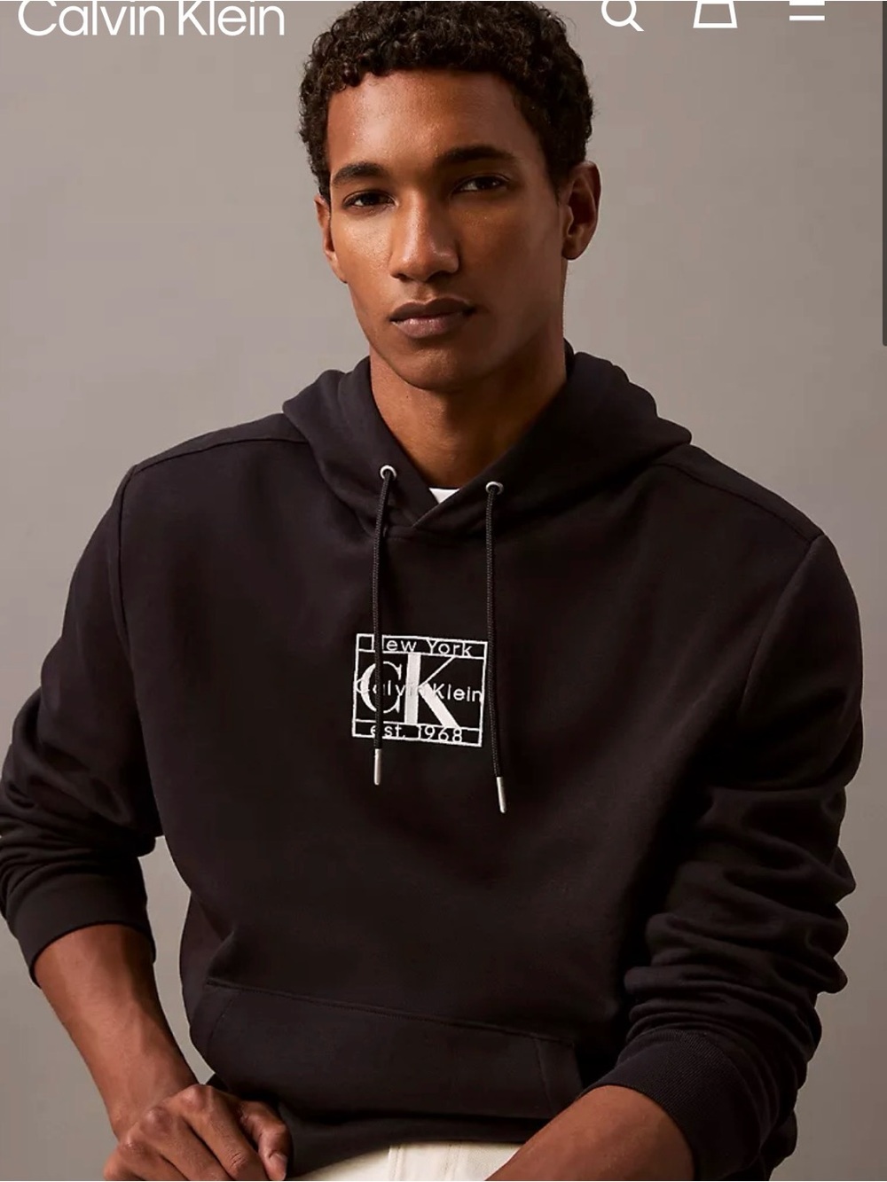 Calvin Klein Black Hoodie with White Logo (size M)